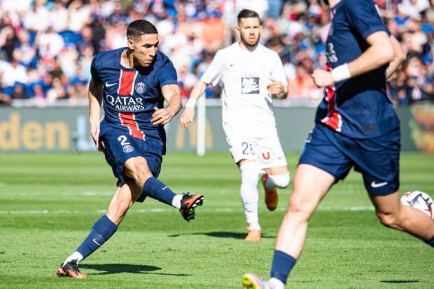 FOOTBALL Paris SG vs Angers SCO - Ligue 1 - JournÃ e 28 - 05 04 2025 Achraf Hakimi (Paris SG) ParisFrance  Copyright: xBaptistexAutissierx
