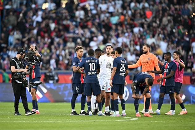 Paris Saint-Germain v Angers SCO - Ligue 1 McDonald s 2024 2025 12 Zinedine OULD KHALED (sco) - 14 Desire DOUE (psg) during Ligue 1 McDonald s match between Paris and Angers at Parc des Princes on April 5, 2025 in Paris, France. Paris France  Copyright: xFEPx 776304742