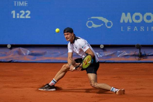 April 5, 2025 (Day 7), ATP, Tennis Herren 250, Tiriac Open presented by UniCredit Bank Surface Clay, Singles semifinal, Sebastian Baez ARG VS Marton Fucsovics HJK Helsinki Marton Fucsovics HUN ball action portrait image