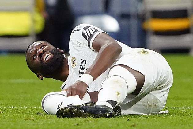 Real Madrid CF™s Antonio Rudiger injured during La Liga match. April 5, 2025. (20250405604)
