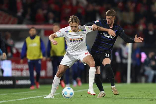 Mathias Olesen 1 FC Koeln and Michael Cuisance Hertha BSC Berlin battle for the ball during the 2 Bundesliga match between 1 FC Koeln and Hertha BSC Berlin at RheinEnergieStadion on March 05, 2025 in Cologne, Germany, Germany Photo by Oliver Kaelke Defodi Images Mathias Olesen 1 FC Koeln and Michael Cuisance Hertha BSC Berlin battle for the ball during the 2 Bundesliga match between 1 FC Köln and Hertha BSC Berlin at RheinEnergieStadion on April 5, 2025 in Cologne, Germany Photo by Oliver Kaelke Defodi Images DFB DFL REGULATIONS PROHIBIT ANY USE OF PHOTOGRAPHS AS IMAGE SEQUENCES AND OR QUASI VIDEO Photo by Oliver Kaelke DeFodi Images