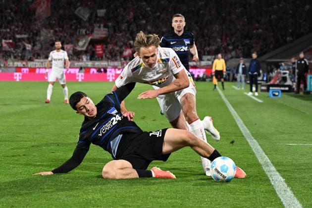 Ibrahim Maza Hertha BSC Berlin and Mathias Olesen 1 FC Koeln battle for the ball during the 2 Bundesliga match between 1 FC Köln and Hertha BSC Berlin at RheinEnergieStadion on April 05, 2025 in Cologne, Germany, Germany Photo by Ralf Treese DeFodi Images Ibrahim Maza Hertha BSC Berlin and Mathias Olesen 1 FC Koeln battle for the ball during the 2 Bundesliga match between 1 FC Köln and Hertha BSC Berlin at RheinEnergieStadion on April 5, 2025 in Cologne, Germany Photo by Ralf Treese DeFodi Images DFB DFL REGULATIONS PROHIBIT ANY USE OF PHOTOGRAPHS AS IMAGE SEQUENCES AND OR QUASI VIDEO Photo by Ralf Treese DeFodi Images