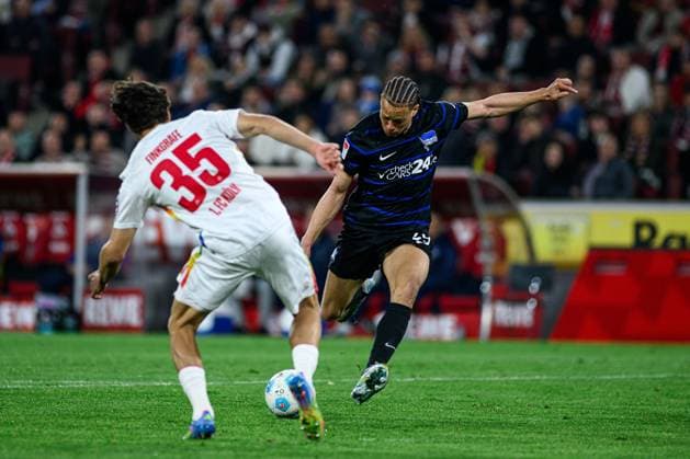 COLOGNE, GERMANY - 5 APRIL, 2025: Derry Scherhant - The football match of 2.Bundesliga 1.FC Koeln vs Hertha BSC at Rhein Energie Stadion  Copyright: xVITALIIxKLIUIEVx