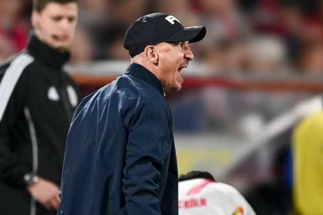 Gerhard Struber Koeln Coach Mimik starker Gesichtsausdruck Emotion 05 04 2025 Soccer 1 FC Koeln vs Hertha BSC, Rheinenergiestadion, Koeln, DFB DFL REGULATIONS PROHIBIT ANY USE OF PHOTOGRAPHS AS IMAGE SEQUENCES AND OR QUASI VIDEO Copyright: xpepphotox xHorstxMauelshagenx pep00321, pep_20250405_hm_15924