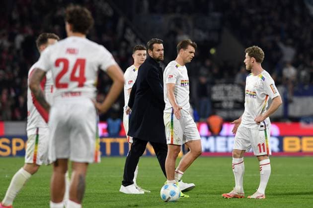 Head of licensing Thomas Kessler 1 FC Koeln , Joel Schmied 1 FC Koeln and Florian Kainz 1 FC Koeln looks dejected during the 2 Bundesliga match between 1 FC Köln and Hertha BSC Berlin at RheinEnergieStadion on April 5, 2025 in Cologne, Germany Photo by Ralf Treese DeFodi Images Head of licensing Thomas Kessler 1 FC Koeln , Joel Schmied 1 FC Koeln and Florian Kainz 1 FC Koeln looks dejected during the 2 Bundesliga match between 1 FC Köln and Hertha BSC Berlin at RheinEnergieStadion on April 5, 2025 in Cologne, Germany Photo by Ralf Treese DeFodi Images DFB DFL REGULATIONS PROHIBIT ANY USE OF PHOTOGRAPHS AS IMAGE SEQUENCES AND OR QUASI VIDEO Photo by Ralf Treese DeFodi Images