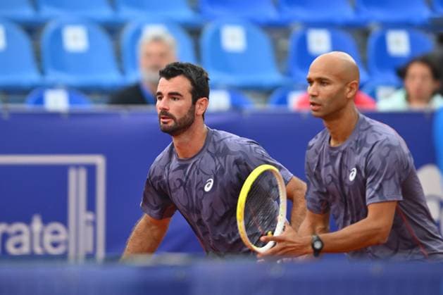 TIRIAC OPEN 2025, BUCHAREST, ATP, Tennis Herren 250 Sadio Doumbia and Fabien Reboul of France play against Marius Copil and Luca Preda of Romania during the Tiriac Open doubles match in Bucharest, Romania, on April 4, 2025. Bucharest Romania  Copyright: xAlexxNicodimx originalFilename:nicodim-tiriacop250405_npT31.jpg