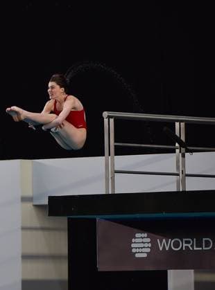 (250406) -- GUADALAJARA, April 6, 2025 -- Andrea Spendolini Sirieix of Britain competes during the women 10m platform final at the World Aquatics Diving World Cup 2025 in Guadalajara, Jalisco, Mexico, on April 5, 2025. (Photo by Xinhua) (SP)MEXICO-JALISCO-GUADALAJARA-DIVING-WORLD CUP-WOMEN S 10M PLATFORM-FINAL AlejandroxAcosta 