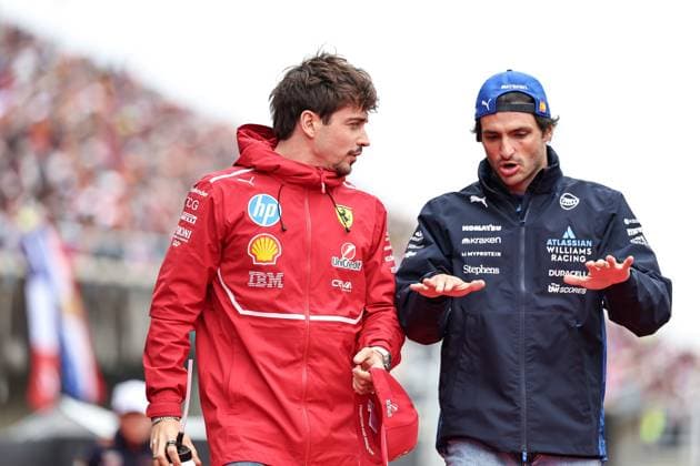 F1 Grand Prix Of Japan Charles Leclerc of Monaco and Scuderia Ferrari talks with Carlos Sainz Jr of Spain and Atlassian Williams Racing during the driver s parade before the F1 Grand Prix of Japan at Suzuka Circuit in Suzuka, Japan, on April 6, 2025. Suzuka Mie Japan  Copyright: xPaddockerx originalFilename:paddocker-f1grandp250406_npnlB.jpg