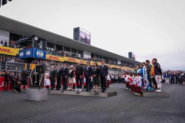 F1 - JAPANESE GRAND PRIX 2025 DOMENICALI Stefano (ita), Chairman and CEO Formula One Group FOG, portrait, national anthem on the starting grid during the Formula 1 Lenovo Japanese Grand Prix 2025, 3rd round of the 2025 FIA Formula One World Championship, WM, Weltmeisterschaft from April 4 to 6, 2025 on the Suzuka Circuit, in Suzuka, Japan - SuzukaJapan  Copyright: xEricxAlonsox