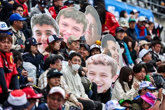 F1 Grand Prix Of Japan Some faces of Lando Norris of Great Britain and the McLaren F1 Team display on the grandstand before the F1 Grand Prix of Japan at Suzuka Circuit in Suzuka, Japan, on April 6, 2025. Suzuka Mie Japan  Copyright: xPaddockerx originalFilename:paddocker-f1grandp250406_np4Ce.jpg