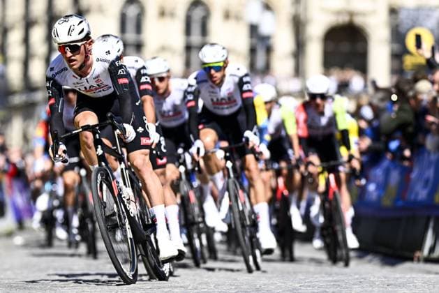 Danish Mikkel Bjerg of UAE Team Emirates pictured in action during the men s race of the Ronde van Vlaanderen Tour des Flandres Tour of Flanders one day cycling race, 268,9km from Brugge to Oudenaarde, Sunday 06 April 2025. JASPERxJACOBS  x119587079x