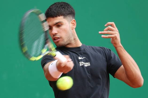 Qualifications Rolex MC Masters PHOTOPQR NICE MATIN Dylan Meiffret ; Monaco ; 06 04 2025 ; Deuxieme jour de qualifications au Rolex Monte-Carlo Masters. ICI : Carlos Alcaraz s entraine Rolex Monte-Carlo Masters at Monte-Carlo Country Club on April 6, 2025 Monaco France  Copyright: xPHOTOPQR NICExMATIN MAXPPPxDylanxMeiffretx 20250406NIM4300 20250406NIM4300