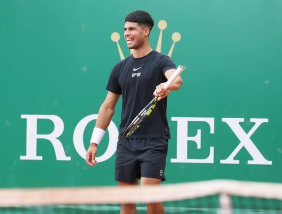 Qualifications Rolex MC Masters PHOTOPQR NICE MATIN Dylan Meiffret ; Monaco ; 06 04 2025 ; Deuxieme jour de qualifications au Rolex Monte-Carlo Masters. ICI : Carlos Alcaraz s entraine Rolex Monte-Carlo Masters at Monte-Carlo Country Club on April 6, 2025 Monaco France  Copyright: xPHOTOPQR NICExMATIN MAXPPPxDylanxMeiffretx 20250406NIM4302 20250406NIM4302