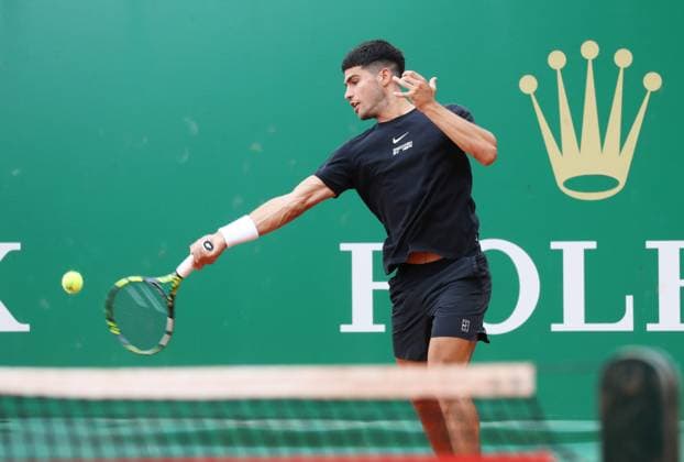 Qualifications Rolex MC Masters PHOTOPQR NICE MATIN Dylan Meiffret ; Monaco ; 06 04 2025 ; Deuxieme jour de qualifications au Rolex Monte-Carlo Masters. ICI : Carlos Alcaraz s entraine Rolex Monte-Carlo Masters at Monte-Carlo Country Club on April 6, 2025 Monaco France  Copyright: xPHOTOPQR NICExMATIN MAXPPPxDylanxMeiffretx 20250406NIM4307 20250406NIM4307