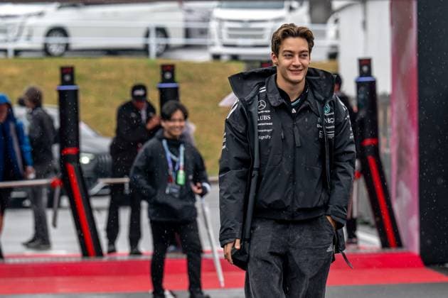 SUZUKA, JAPAN: George Russell, racing for the Mercedes team during the 2025 Formula 1 Japanese Grand Prix at the Suzuka International Racing Course in Suzuka, Japan