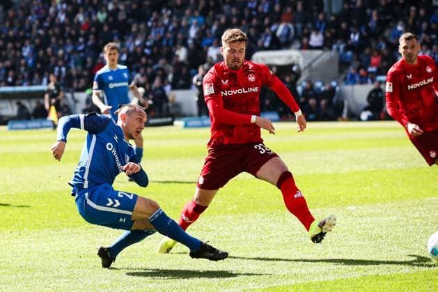 Goalscorer Baris Atik 1 FC Magdeburg,23 scores to 1 0 2 Soccer Bundesliga Season 2024 2025 1 FC Magdeburg vs 1 FC Kaiserslautern at the Avnet Arena in Magdeburg Action,Soccer,Man,Men,Germany,06 04 2025
