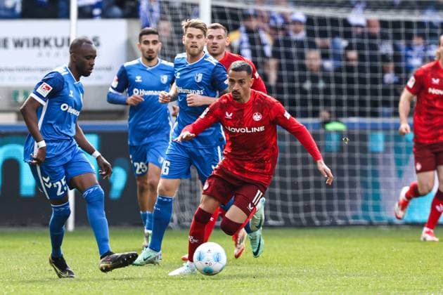 Kenny Prince Redondo 1 FC Kaiserslautern,11 vs Silas Gnaka 1 FC Magdeburg,25 2 Soccer Bundesliga Season 2024 2025 1 FC Magdeburg vs 1 FC Kaiserslautern at the Avnet Arena in Magdeburg Action,Soccer,Man,Men,Germany,06 04 2025