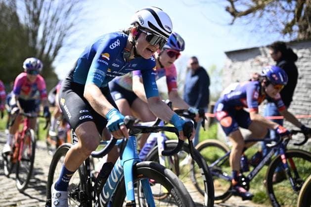 French India Grangier of Team Coop-Repsol Women pictured in action during the women s race of the Ronde van Vlaanderen Tour des Flandres Tour of Flanders one day cycling race, 168,8k with start and finish in Oudenaarde, Sunday 06 April 2025. JASPERxJACOBS  x119623869x