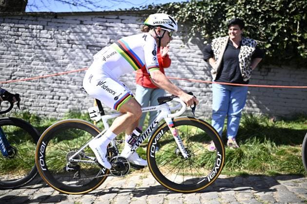 Belgian Lotte Kopecky of SD Worx-Protime pictured in action during the women s race of the Ronde van Vlaanderen Tour des Flandres Tour of Flanders one day cycling race, 168,8k with start and finish in Oudenaarde, Sunday 06 April 2025. JASPERxJACOBS  x119624173x