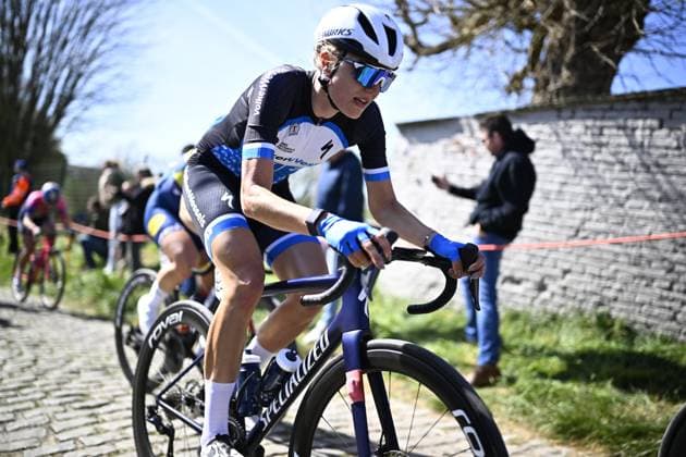 Dutch Anneke Dijkstra of VolkerWessels Cycling Team pictured in action during the women s race of the Ronde van Vlaanderen Tour des Flandres Tour of Flanders one day cycling race, 168,8k with start and finish in Oudenaarde, Sunday 06 April 2025. JASPERxJACOBS  x119625185x