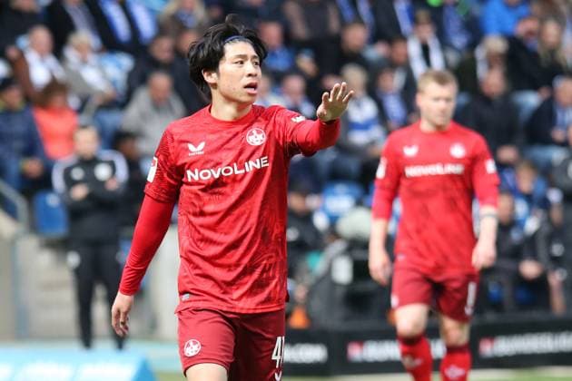 06 04 2025, xmohx, Soccer 2 Bundesliga, 1 FC Magdeburg 1 FC Kaiserslautern v l Daisuke Yokota 1 FC Kaiserslautern DFL DFB REGULATIONS PROHIBIT ANY USE OF PHOTOGRAPHS as IMAGE SEQUENCES and or QUASI VIDEO Magdeburg
