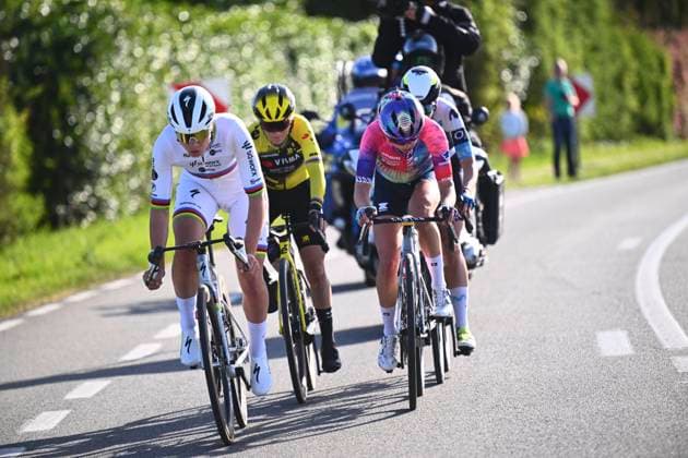 Ronde van Vlaanderen 2025 - Women Elite OUDENAARDE, BELGIUM - APRIL 06 : Kopecky Lotte (BEL) of Team SD Worx - Protime, Niewiadoma Katarzyna (POL) of Canyon SRAM Racing zondacrypto, Lippert Liane (GER) of Movistar Team, Ferrand-Prevot Pauline (FRA) FRA of Team Visma Lease a Bike pictured during the 22th edition of the Ronde van Vlaanderen for Women Elite, an UCI Women s World Tour cycling race organized by Flanders Classics with start and finish in Oudenaarde after 168,8 km on April 6, 2025 in Oudenaarde, Belgium, 06 04 2025 Oudenaarde Belgium  Copyright: xGregoryxVanxGansenx