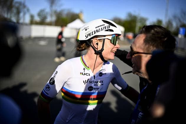 Belgian Lotte Kopecky of SD Worx-Protime wins the women s race of the Ronde van Vlaanderen Tour des Flandres Tour of Flanders one day cycling race, 168,8k with start and finish in Oudenaarde, Sunday 06 April 2025. JASPERxJACOBS  x119648327x
