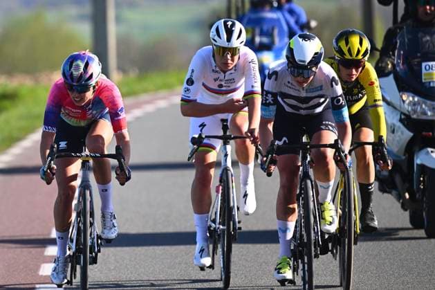 Ronde van Vlaanderen 2025 - Women Elite OUDENAARDE, BELGIUM - APRIL 06 : Kopecky Lotte (BEL) of Team SD Worx - Protime, Niewiadoma Katarzyna (POL) of Canyon SRAM Racing zondacrypto, Lippert Liane (GER) of Movistar Team, Ferrand-Prevot Pauline (FRA) FRA of Team Visma Lease a Bike pictured during the 22th edition of the Ronde van Vlaanderen for Women Elite, an UCI Women s World Tour cycling race organized by Flanders Classics with start and finish in Oudenaarde after 168,8 km on April 6, 2025 in Oudenaarde, Belgium, 06 04 2025 Oudenaarde Belgium  Copyright: xGregoryxVanxGansenx