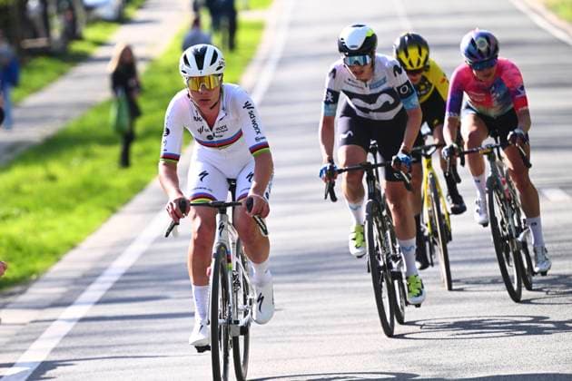 Ronde van Vlaanderen 2025 - Women Elite OUDENAARDE, BELGIUM - APRIL 06 : Kopecky Lotte (BEL) of Team SD Worx - Protime, Niewiadoma Katarzyna (POL) of Canyon SRAM Racing zondacrypto, Lippert Liane (GER) of Movistar Team, Ferrand-Prevot Pauline (FRA) FRA of Team Visma Lease a Bike pictured during the 22th edition of the Ronde van Vlaanderen for Women Elite, an UCI Women s World Tour cycling race organized by Flanders Classics with start and finish in Oudenaarde after 168,8 km on April 6, 2025 in Oudenaarde, Belgium, 06 04 2025 Oudenaarde Belgium  Copyright: xGregoryxVanxGansenx