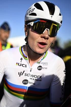 Belgian Lotte Kopecky of SD Worx-Protime celebrates after winning the women s race of the Ronde van Vlaanderen Tour des Flandres Tour of Flanders one day cycling race, 168,8k with start and finish in Oudenaarde, Sunday 06 April 2025. JASPERxJACOBS  x119650879x