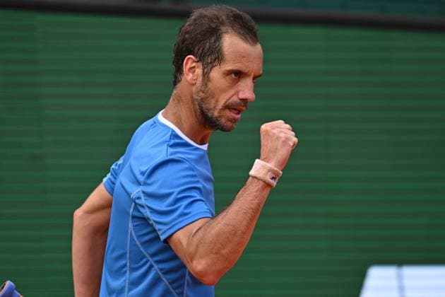 Monaco Rolex Masters - Practice And Media Day Richard Gasquet (FRA) during his first round match at the Monaco Rolex Masters in Monte Carlo, on April, 6, 2025. Photo by Corinne Dubreuil ABACAPRESS.COM Monte-Carlo Monaco  Copyright: xDubreuilxCorinne ABACAx