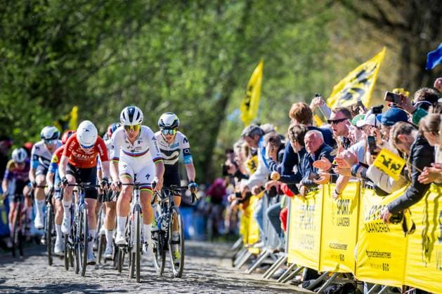 Belgian Lotte Kopecky of SD Worx-Protime pictured in action during the women s race of the Ronde van Vlaanderen Tour des Flandres Tour of Flanders one day cycling race, 168,8k with start and finish in Oudenaarde, Sunday 06 April 2025. JASPERxJACOBS  x119692709x