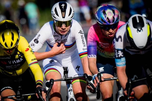 Belgian Lotte Kopecky of SD Worx-Protime pictured in action during the women s race of the Ronde van Vlaanderen Tour des Flandres Tour of Flanders one day cycling race, 168,8k with start and finish in Oudenaarde, Sunday 06 April 2025. JASPERxJACOBS  x119692789x