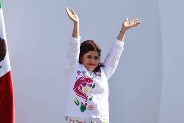 April 6, 2025, Mexico City, Ciudad de Mexico, Mexico: Mexico City Head of Government, Clara Brugada speaks during the National Boxing Class at main square Zocalo. on April 6, 2025 in Mexico City, Mexico. Mexico City Mexico - ZUMAe321 20250406_zsa_e321_038 Copyright: xCarlosxSantiagox