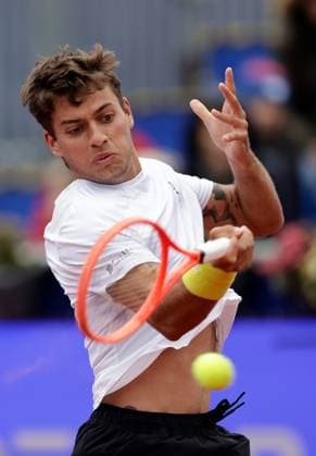 (250407) -- BUCHAREST, April 7, 2025 -- Flavio Cobolli of Italy returns the ball to Sebastian Baez of Argentina during the final match of ATP, Tennis Herren 250 Tiriac Open tennis tournament in Bucharest, Romania, April 6, 2025. (Photo by Xinhua) (SP)ROMANIA-BUCHAREST-TENNIS-ATP 250-TIRIAC OPEN-FINAL CristianxCristel 