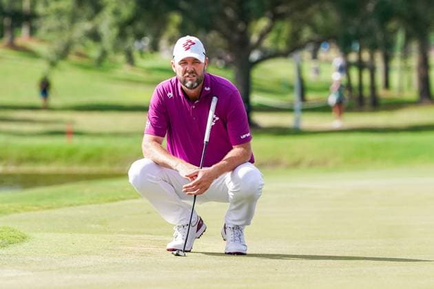 April 6, 2025, Doral, Florida, USA: Marc Leishman of Ripper GC, lines up a putt on the 18th green during the final round of LIV Golf Miami at Trump National Doral. Doral USA - ZUMAw109 20250406_fap_w109_047 Copyright: xDebbyxWongx