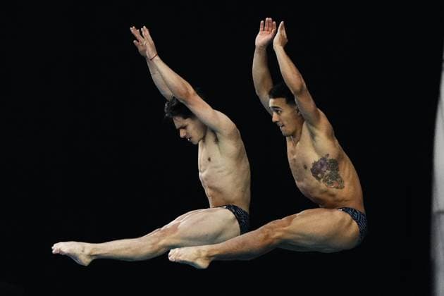 RECORD DATE NOT STATED World Aquatics Diving World Cup 2025 - Day 4 Osmar Olvera and Juan Manuel Celaya of Mexico compete after the MenÂ s Synchronized 3m Springboard Final on day 4 of the World Aquatics Diving World Cup 2025 Stop 1 at Centre Acuatico Code Metropolitano on April 06, 2025 in Guadalajara, Mexico. GUADALAJARA JALISCO MEXICO  Copyright: xMarianoxRiosx 20250406141614_WA_DIV_WC_2025_CELAYA1