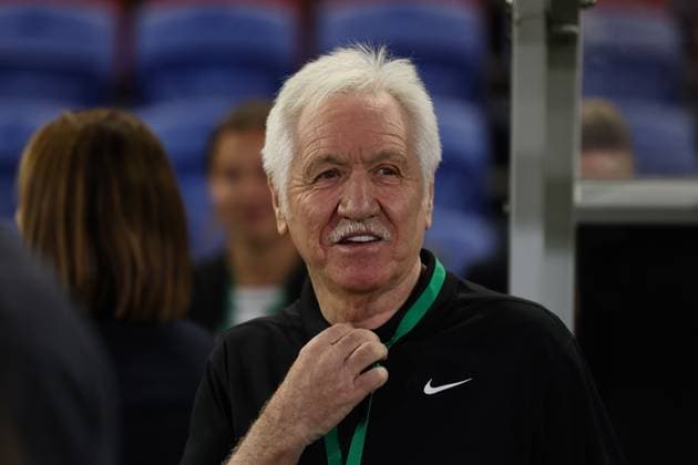 SOCCER AUSTRALIA SOUTH KOREA WOMEN, Matildas interim coach Tom Sermanni looks on ahead of the Women s friendly match between Australia and South Korea at McDonald Jones Stadium in Newcastle, Monday, April 7, 2025. ( NO ARCHIVING, EDITORIAL USE ONLY, NO USE IN BOOKS WITHOUT CONSENT NEWCASTLE NEW SOUTH WALES AUSTRALIA  Copyright: xMARKxEVANSx 20250407133463633219