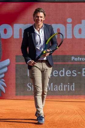April 7, 2025, Madrid, Madrid, Spain: ALBERTO TOME GONZALEZ, General Director of Sports of the Community of Madrid, performs the ceremonial kick-off of the ATP, Tennis Herren CHALLENGER 100 OPEN COMUNIDAD DE MADRID tournament at the â€oeClub de Campo Villa de Madridâ€Â, Madrid, Spain, April 7th. Madrid Spain - ZUMAc312 20250407_zsp_c312_005 Copyright: xOscarxManuelxSanchezx
