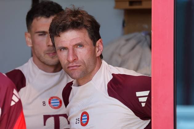 Thomas Mueller FC Bayern Muenchen, 25 , GER, Final training, FC Bayern Muenchen, Football, UEFA Champions League, Quarter-final first leg, 2024 2025 season, 07 04 2025, GER, Final training, FC Bayern Muenchen, Football, UEFA Champions League, Quarter-final first leg, 2024 2025 season, 07 04 2025 Muenchen Copyright: xEibner-Pressefoto JennixMaulx EP_JML