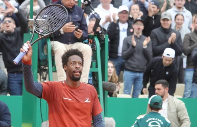 Rolex Monte Carlo Master Tennis PHOTOPQR NICE MATIN Cyril Dodergny ; Roquebrune-cap-martin ; 07 04 2025 ; Rolex Master Monte-Carlo - Monte-Carlo Country Club - 1er Tour - Gael Fonfils (FRA) vs Fabian Marozsan (HUN). Vicoire de Monfils. Roquebrune-cap-martin France  Copyright: xPHOTOPQR NICExMATIN MAXPPPxCyrilxDodergnyx 20250407NIM7090 20250407NIM7090