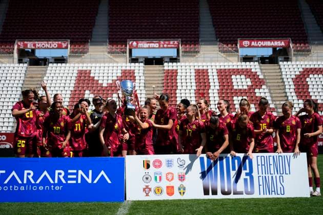 Germany v Norway - Women s Under23 Tournament Final The german players celebrates victory after the Women s Under23 Tournament Final between Germany Women s U23 and Norway Women s U23 at Estadio Enrique Roca on April 7, 2025 in Murcia, Spain. Murcia Spain  Copyright: xJosexBretonx originalFilename:bretonhernandez-germanyv250407_npXxW.jpg