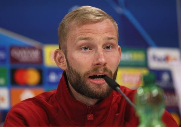 Football, Men, Champions League, Season 2024 2025, FC Bayern Munich, International Press Conference Konrad Laimer FC Bayern Munich at the press conference, Head, Portrait