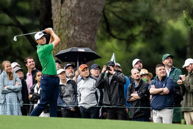 250407 Ludvig Aberg of Sweden during a practice round prior to the 2025 Masters Golf Tournament on April 7, 2025 in Augusta Photo Petter Arvidson BILDBYRAN kod PA PA1004 golf masters bbeng the masters augusta sverige  Copyright: PETTERxARVIDSON BB250407PA070