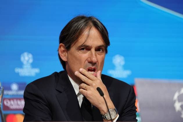 Simone Inzaghi Inter Milan, Head coach at the press conference, GER, International press conference, Inter Milan, Football, UEFA Champions League, Quarter-final first leg, 2024 2025 season, 07 04 2025, GER, International press conference, Inter Milan, Football, UEFA Champions League, Quarter-final first leg, 2024 2025 season, 07 04 2025 Munich Copyright: xEibner-Pressefoto JennixMaulx EP_JML