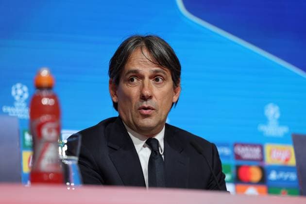 Simone Inzaghi Inter Milan, Head coach at the press conference, GER, International press conference, Inter Milan, Football, UEFA Champions League, Quarter-final first leg, 2024 2025 season, 07 04 2025, GER, International press conference, Inter Milan, Football, UEFA Champions League, Quarter-final first leg, 2024 2025 season, 07 04 2025 Munich Copyright: xEibner-Pressefoto JennixMaulx EP_JML