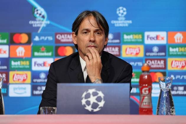Simone Inzaghi Inter Milan, Head coach at the press conference, GER, International press conference, Inter Milan, Football, UEFA Champions League, Quarter-final first leg, 2024 2025 season, 07 04 2025, GER, International press conference, Inter Milan, Football, UEFA Champions League, Quarter-final first leg, 2024 2025 season, 07 04 2025 Munich Copyright: xEibner-Pressefoto JennixMaulx EP_JML