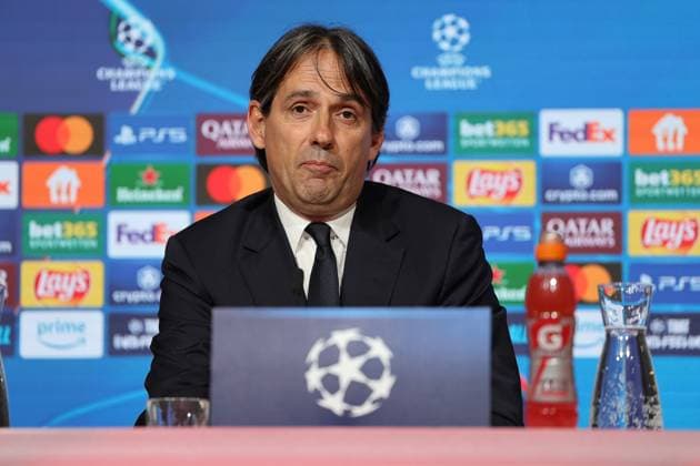 Simone Inzaghi Inter Milan, Head coach at the press conference, GER, International press conference, Inter Milan, Football, UEFA Champions League, Quarter-final first leg, 2024 2025 season, 07 04 2025, GER, International press conference, Inter Milan, Football, UEFA Champions League, Quarter-final first leg, 2024 2025 season, 07 04 2025 Munich Copyright: xEibner-Pressefoto JennixMaulx EP_JML