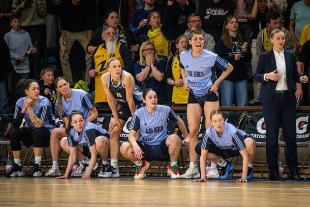 Basketball Berlin 07 04 2025 Season 2024 2025 Toyota Womens Basketball Bundesliga 1 Bundesliga Playoffs Semifinals Game 2 Alba Berlin Saarlouis Royals downed Alba players