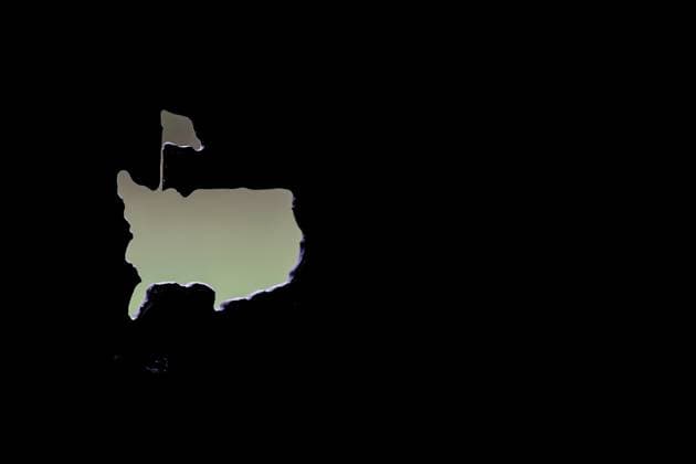 250407 The Masters logo is seen during a practice prior to the 2025 Masters Golf Tournament on April 7, 2025 in Augusta Photo Petter Arvidson BILDBYRAN kod PA PA1004 golf masters bbeng the masters augusta genre logo logo  Copyright: PETTERxARVIDSON BB250407PA104